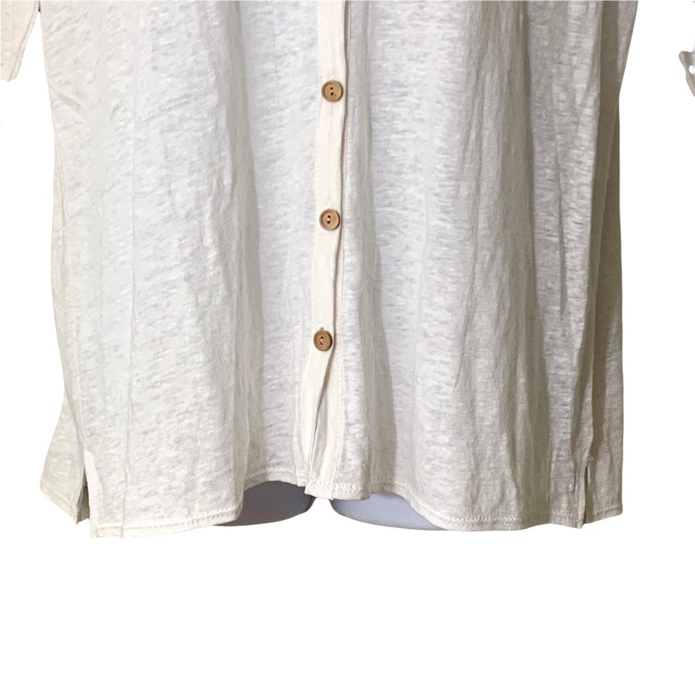 Chaser Blouse ButtonUp Top White Elbow Sleeve - Picture 8 of 10